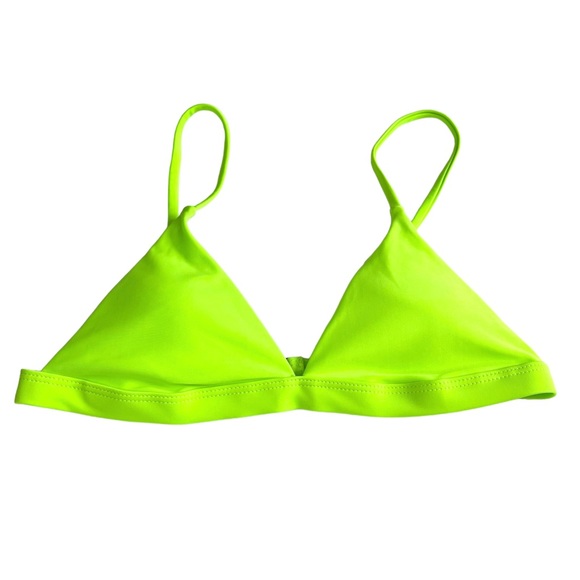Shein Women’s Small 2 Piece Neon Green Triangle Top High Cut Cheeky Bottom - Picture 4 of 7